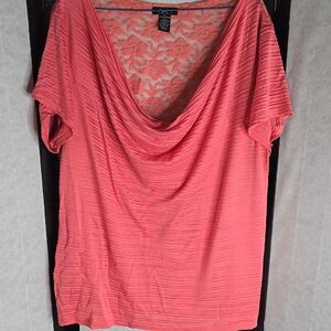 Coral Drape Neck Women's Top